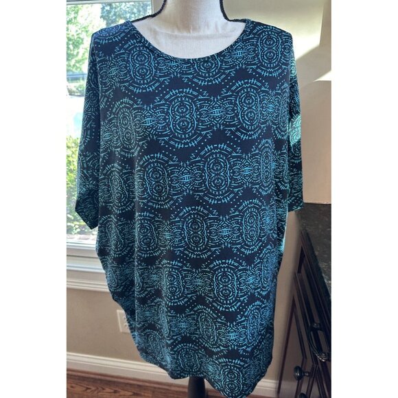 LulaRoe Irma Tunic Shirt Top, Sz L Large, EUC, Black Turquoise Print - Picture 3 of 4